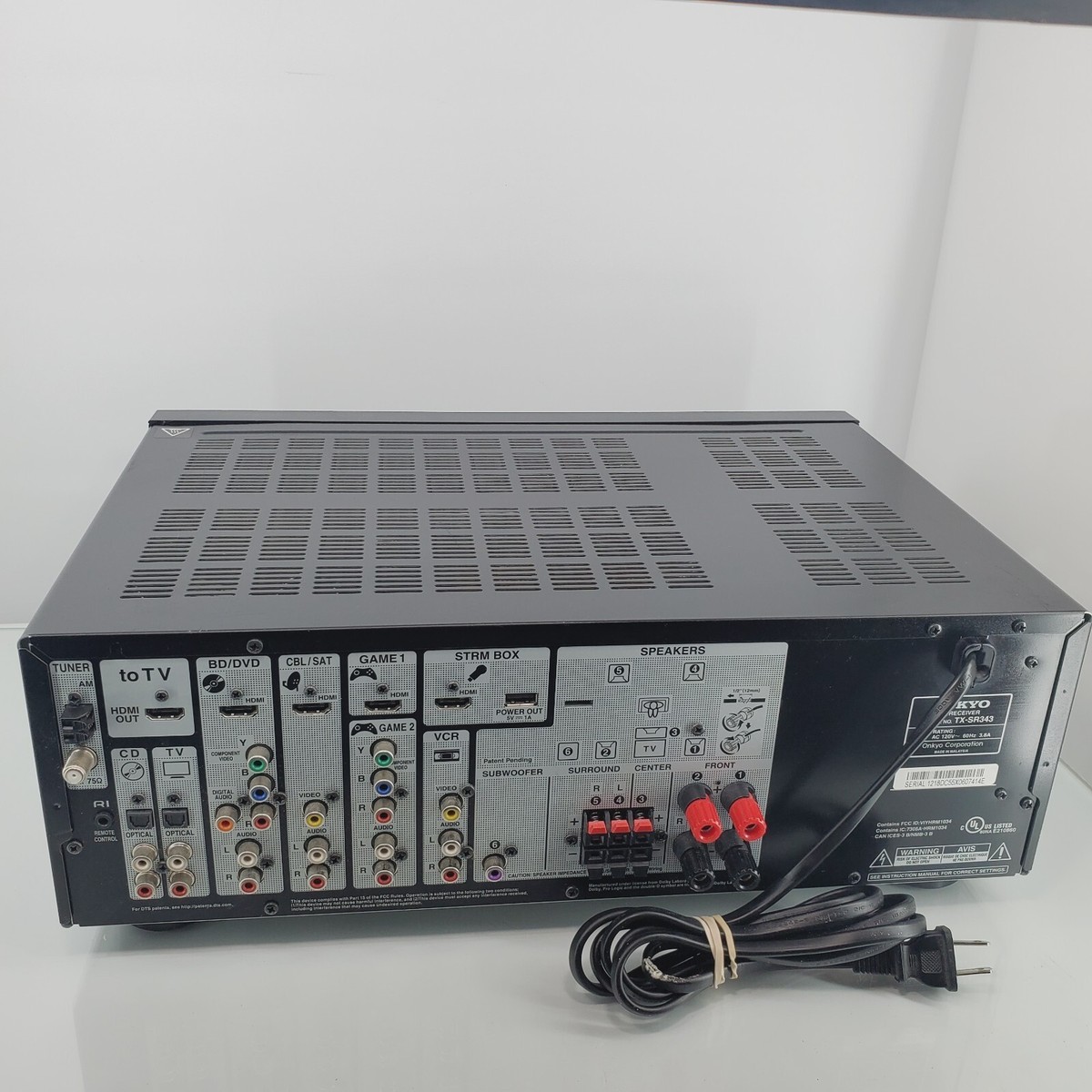ONKYO TX SR343 Surround Sound 5.1 Receiver. HDMI 4x1 -Component