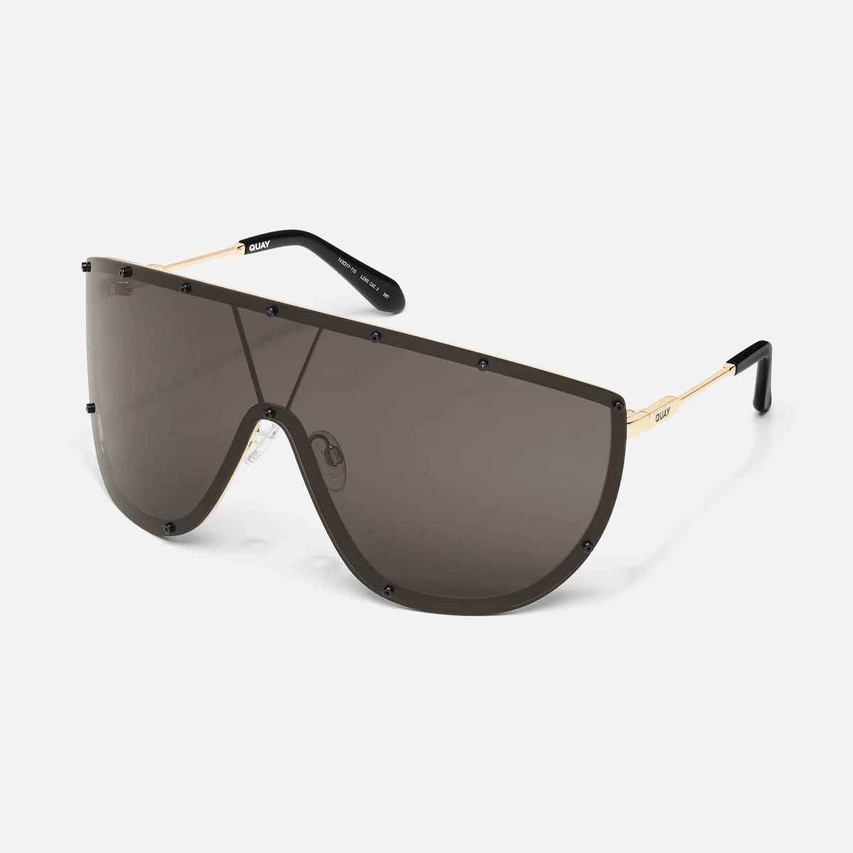 Quay Shield Glasses Retro Futuristic Black Frame / Gray Lens 50-14-142 Pouch NWT Quay_Balance_MatteBlackSmoke_S  main image 2