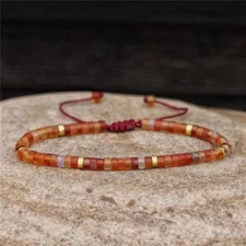 Natural Carnelian 2x4mm Beads Healing Crystal Dainty Minimalist Ethnic Bracelet