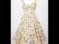 Vintage style,full circle,rock/roll dress,Doghouse Vintage.yellow plantpot 20