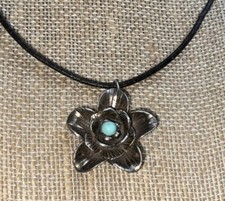 Sterling Silver Turquoise Flower Necklace