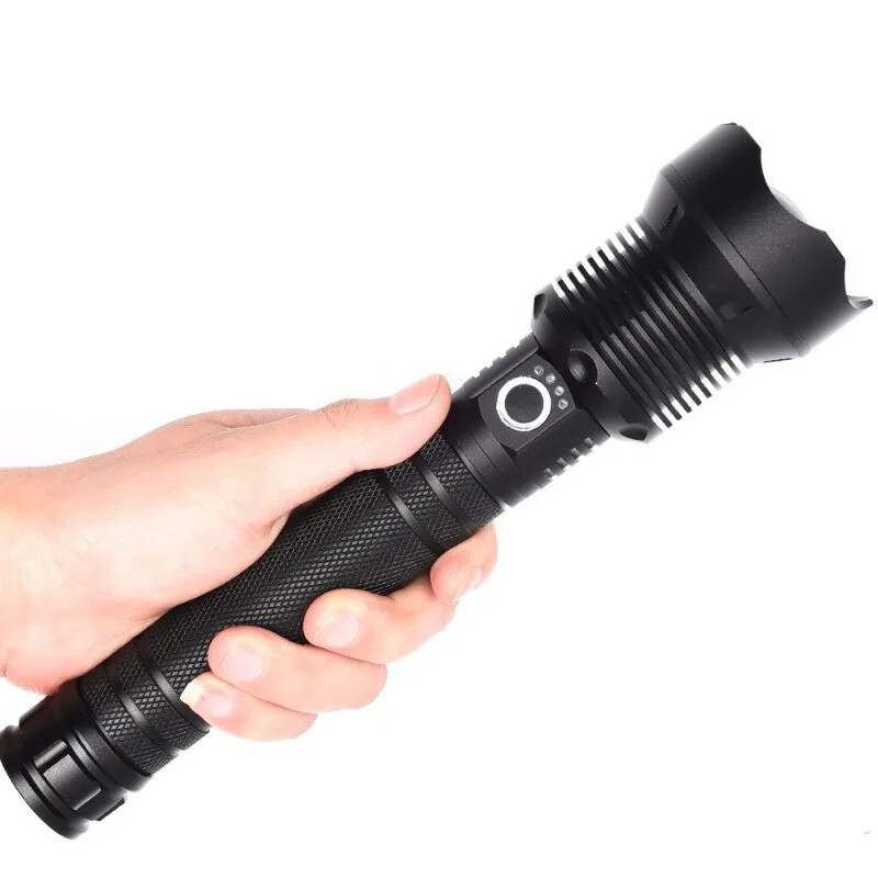 Rechargeable LED Flashlight XHP90.2 Tactical Police Super Bright Torch Zoomable
