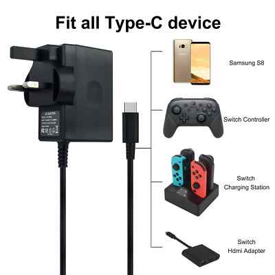 Charger For Nintendo Switch/Lite Pro Adapter USB Type C Power Supply  Controller