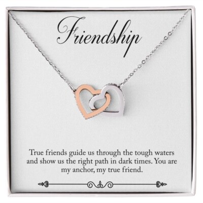 Interlink Herz HALSKETTE Modeschmuck Freundschaft Geschenk Anhänger mit Kette