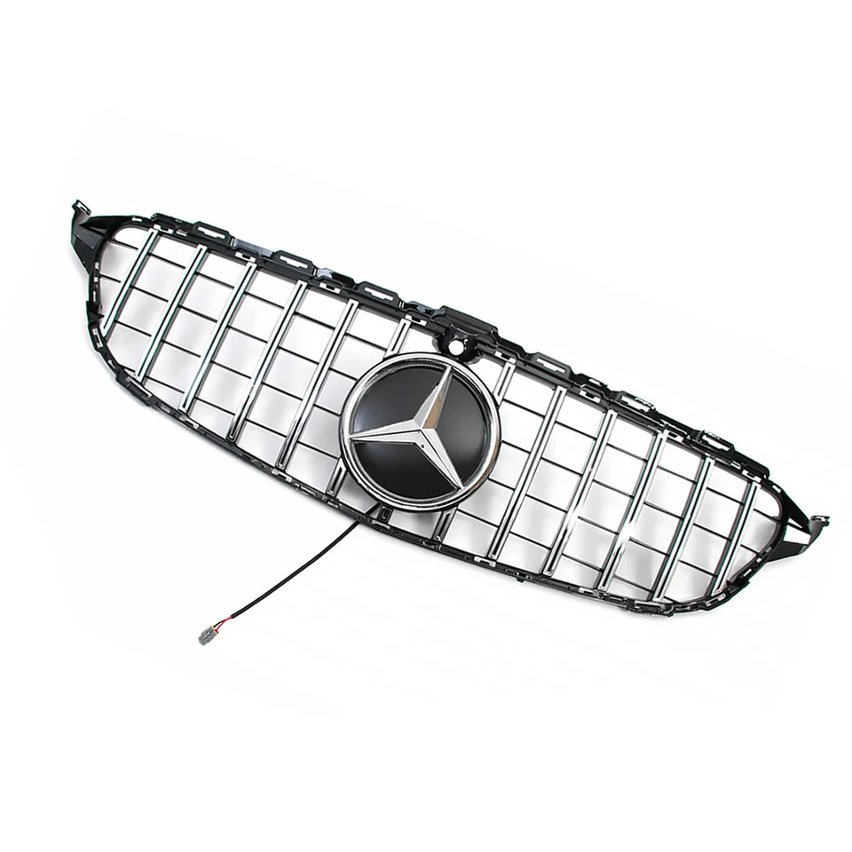 Front Grille Grill W/LED Emblem For Mercedes Benz W205 C200 C43 C300 2019-2021 Foto 4 de 4