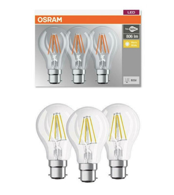 Osram LED GLS 7W Bajonettkappe Basis Classic A LED Glühbirne B22 BC Non Dim 3er-Pack