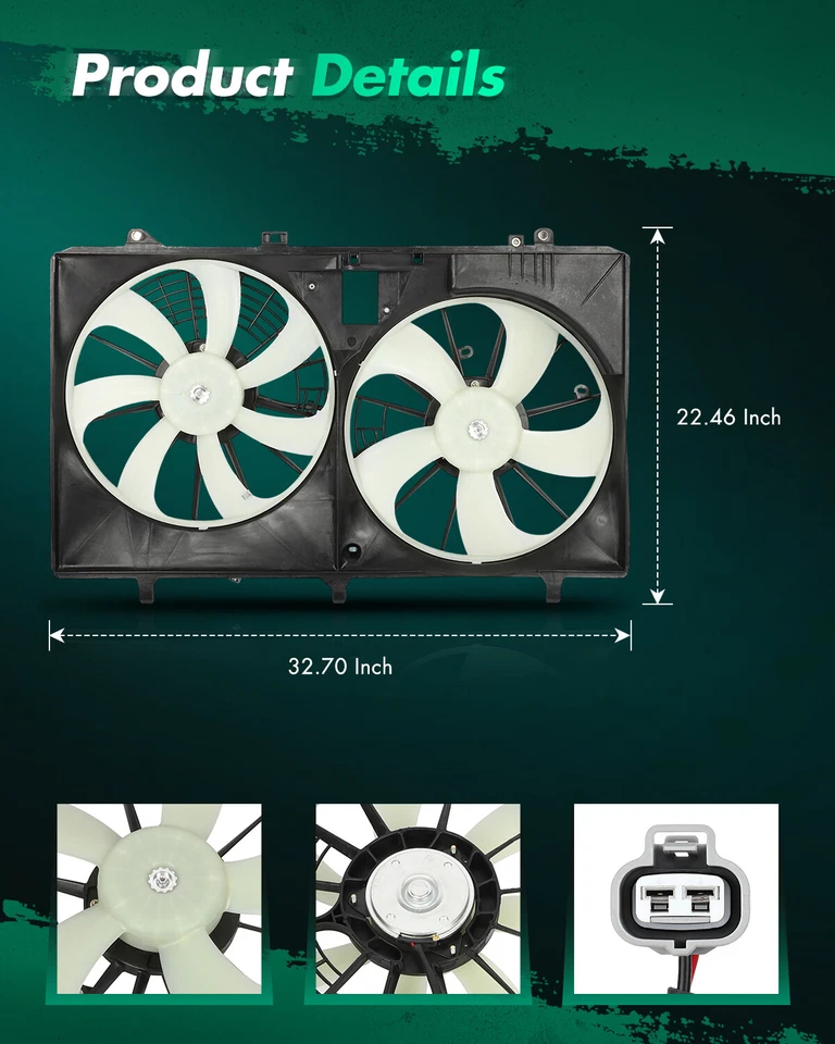 Ventilador de refrigeración doble radiador aire acondicionado para Toyota Sienna 2011 2012 2013 2014-2016 622670 Foto 2 de 4