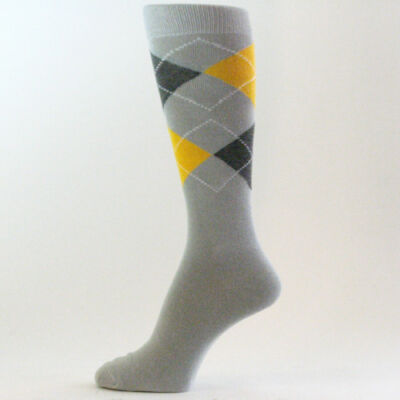 XL Light Gray Charcoal Gray Yellow Men's Groomsmen Argyle Dress Socks-MA020  | eBay