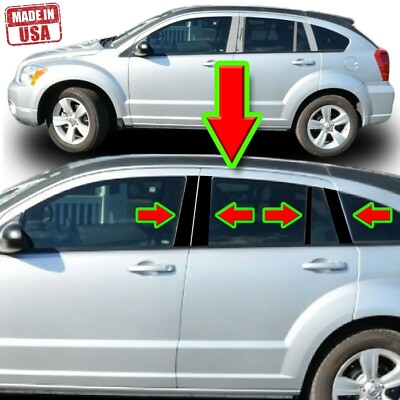 Black Pillar Trim for Dodge Caliber 07-12 8pc Set Door Cover Piano Post