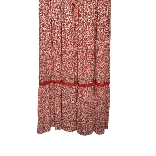 In Loom Ditzy Floral Print Maxi Dress w/Lace Details-Ruffle Hemline Sz L - Picture 3 of 15