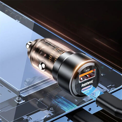 REMAX 75W PD+QC Fast Car Charger Adapter USB Type C 2 Ports For Iphone Samsung - Picture 4 of 6
