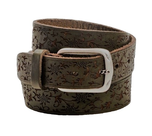 Latigo Leather Belt Handstained Embroidered Detailing Colorful Bohemian Vintage Vintage latigo leather belt - Gem main image 2