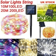 LED Solar Fairy String Lights Outdoor Waterproof 10m 20m Home Decor & Party UK