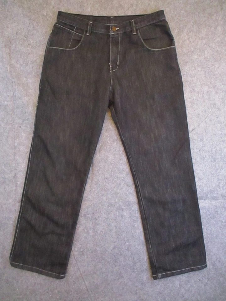 Мужские джинсы Evisu 36x34 черная джинсовая ткань прямые штанины многоцветные логотипы ретро - Изображение 2 из 4