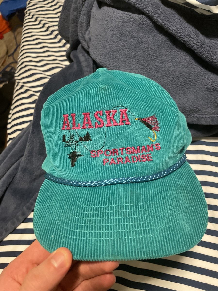 Vintage Alaska Sportsman's Paradise Fishing Corduroy Rope Hat OTTO