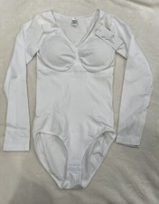 Women's Slimming Long Sleeve Shape Wear Bodysuit One Piece Leotard White Small