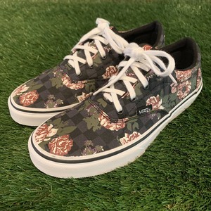 checkered floral slip on vans