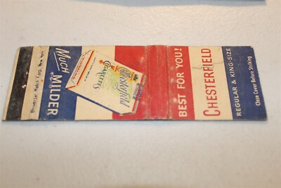 CHESTERFIELD MUCH MILDER CIGARETTES VINTAGE MATCHBOOK COVER 