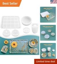 Rectangle Resin Tray Molds with Edges for Resin Casting, Jar Mold with Lid an...