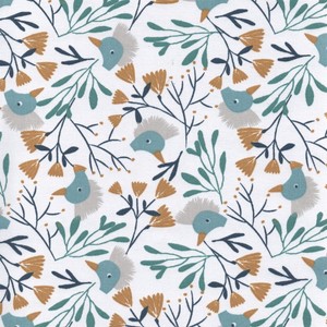 Détails Sur Le Flocage Grues Hygge Oiseau Bleu Tissu Coton Français Mode
