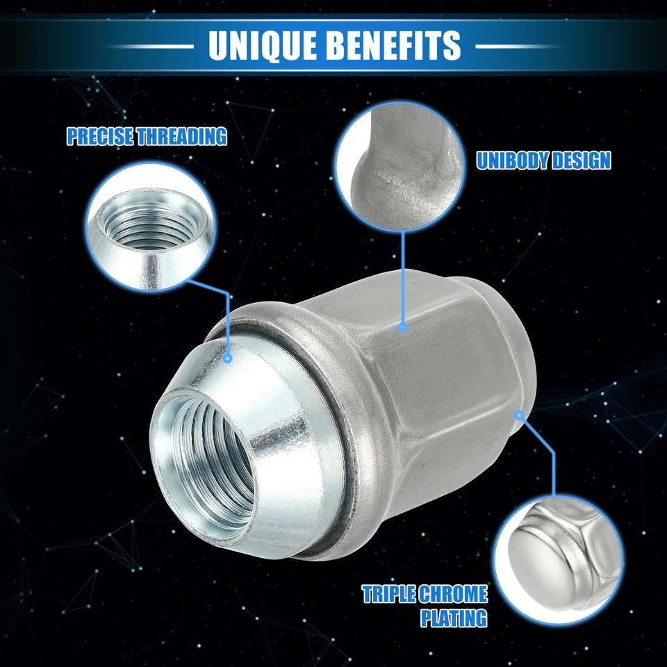 TWENTY Wheel Lug Nuts Tire Lugnuts Silver Tone Custom for Dodge Challenger - Image 3 of 4