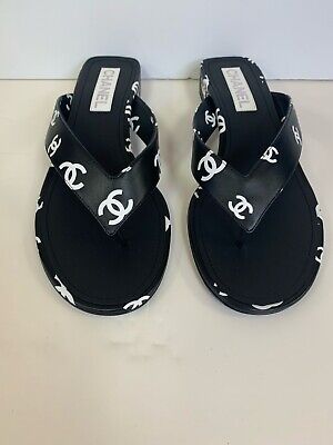 Chanel 22S G38978 Black&White CC Logo Flip Flops Sandal 37.5 EUR size | eBay Chanel 22S G38978 Black&White CC Logo Flip Flops Sandal 37.5 EUR size | eBay