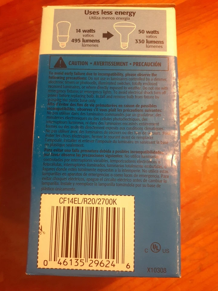 Sylvania CF14EL/R20/2700K 14W Fluorescent R20 Lamp Light Bulb 9W 2700K - Image 2 of 4