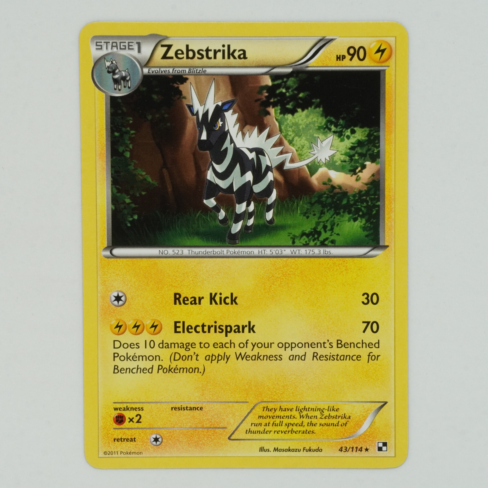 Zebstrika 43/114 Rare Black & White Pokemon Card