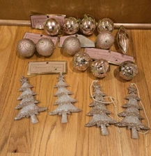 Lot Of 16 Christmas Elegance Assorted Pink Ornaments