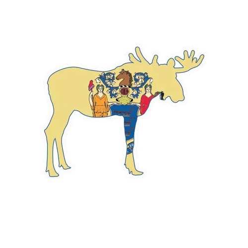 New Jersey Moose Shaped Flag Sticker Decal - Foto 1 di 3
