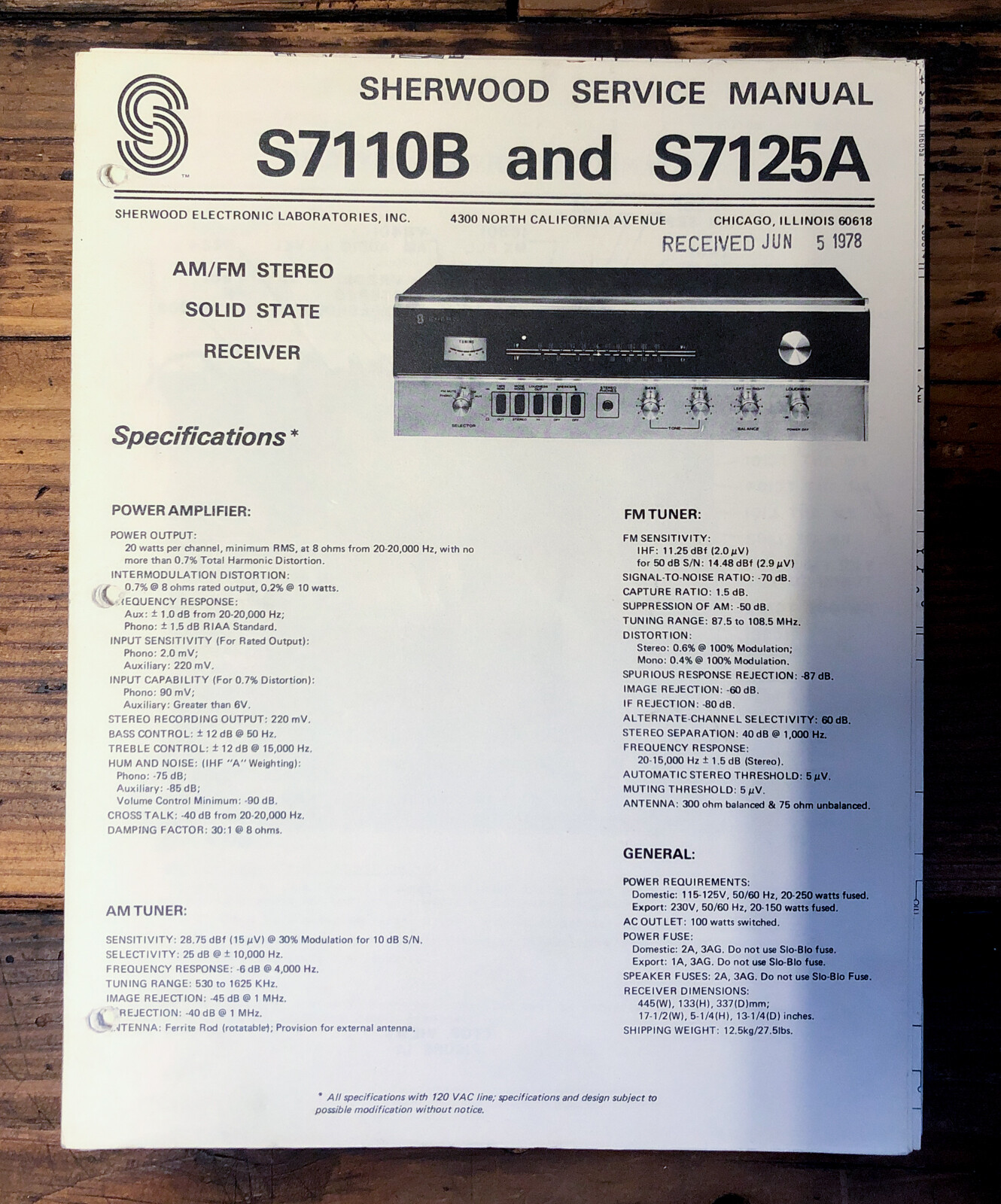 Sherwood S-7125A vintage audio equipment - eBay listing photo 2