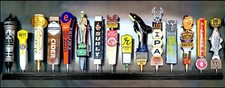 BEER TAP HANDLE DISPLAY BLACK FINISH WALL MOUNT INCLUDES BRACKETS holds fifteen