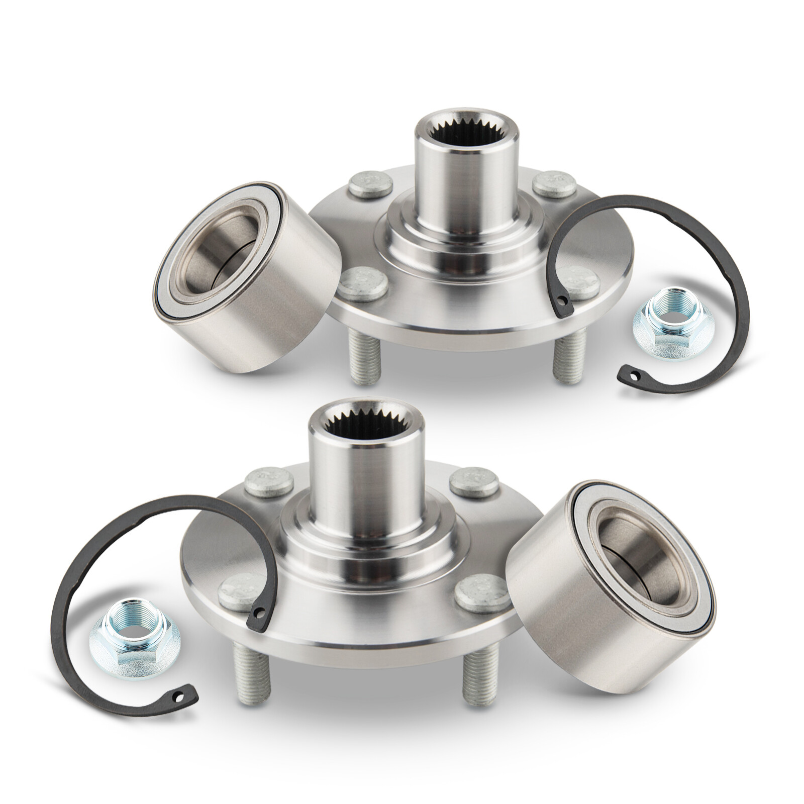 Ford Focus 2000-2011 Front Wheel Hub Bearing Assembly Pair 4 Lug