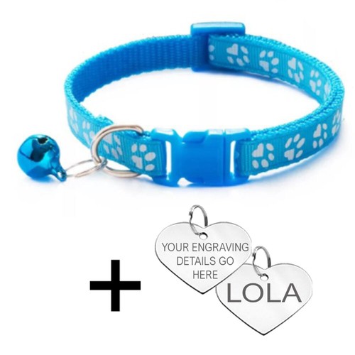 Collar con Corazón Grabado Etiqueta de Gato En Forma de Amor Grabado Gatito Dije Nombre de Mascota ID - Imagen 4 de 23