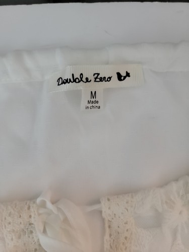 Double Zero Ivory Peasant Top Blouse Sheer Daisy Beaded Boho New Medium - Picture 10 of 12