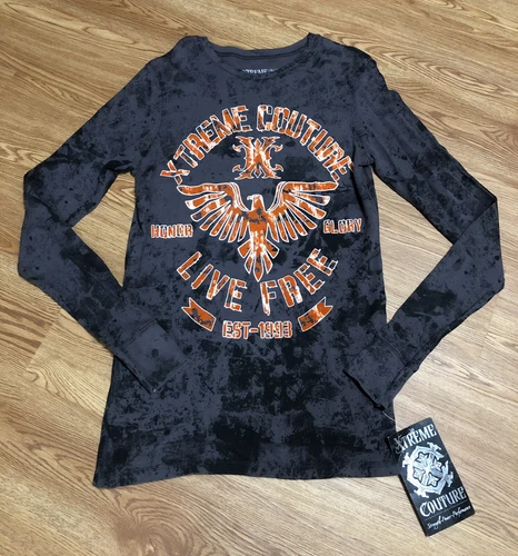 XTREME COUTURE Red Zone Men`s Small Charcoal Thermal Shirt