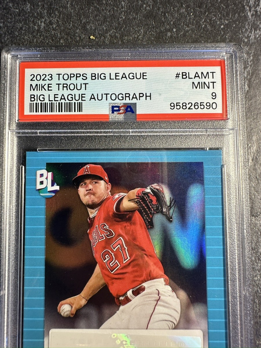 Mike Trout 2023 Topps Big League Blue Auto Autograph Graded Mike Trout 2023 Topps Big League Blue Auto Autograph Graded