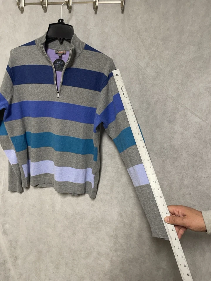 Peter Millar Sweater Men L Colorblock 1/4 Zip Pullover Crown Sport Golf Rainbow - Image 4 of 4