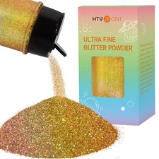 HTVRONT Holographic Fine Gold Glitter Powder - 50 g Extra Fine Glitter Powder...
