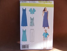 Simplicity Misses Dress or Top, Jacket & Cropped Pants Sizes 4-26 Uncut Pattern 