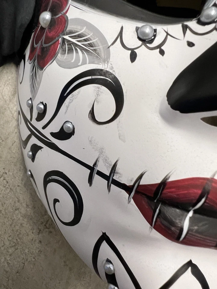 Day of the Dead Dia de los Muertos Full Face Masquerade Mask flowers costume - Image 3 of 4