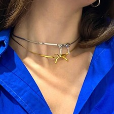 Bow Choker Necklace Women's Jewellery Adustable Chain Fashion Design Minimalist