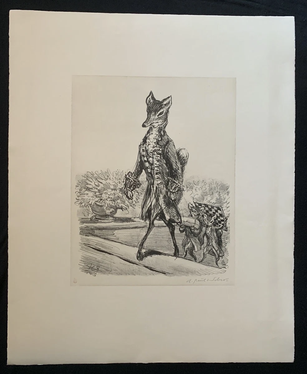 A. Paul Weber, Der Schachgroßmeister, Lithographie, 1975, handsigniert