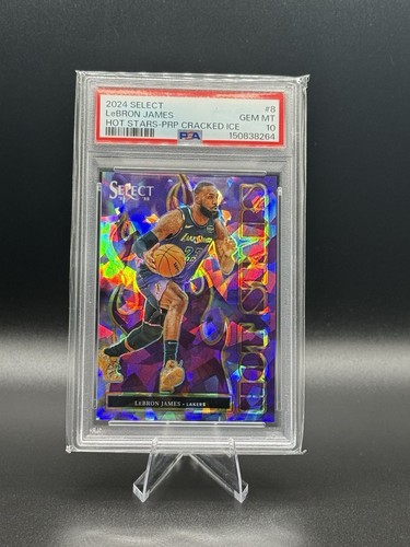 LeBron James [Purple Cracked Ice Prizm] #8 2024 Panini Select Hot Stars card