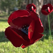 Hand-crafted Metal Poppy - Hand made for indoors or outdoors. Remembrance