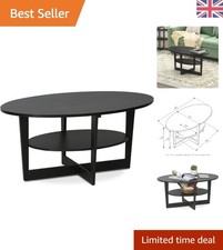 JAYA 2-Tier Oval Modern Coffee Table in Walnut - Stylish Storage Solution