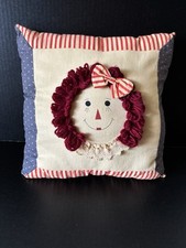 Vintage Raggedy Ann Handmade 12x12 Pillow Patriotic Farmhouse