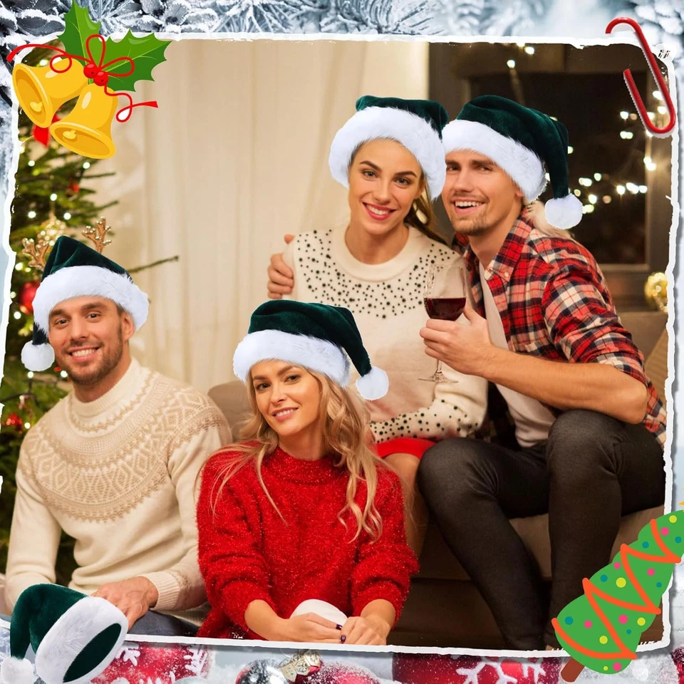 50 peças chapéu de Natal de veludo de pelúcia a granel para homens mulheres lembrancinhas de festa de Natal - Imagem 4 de 4