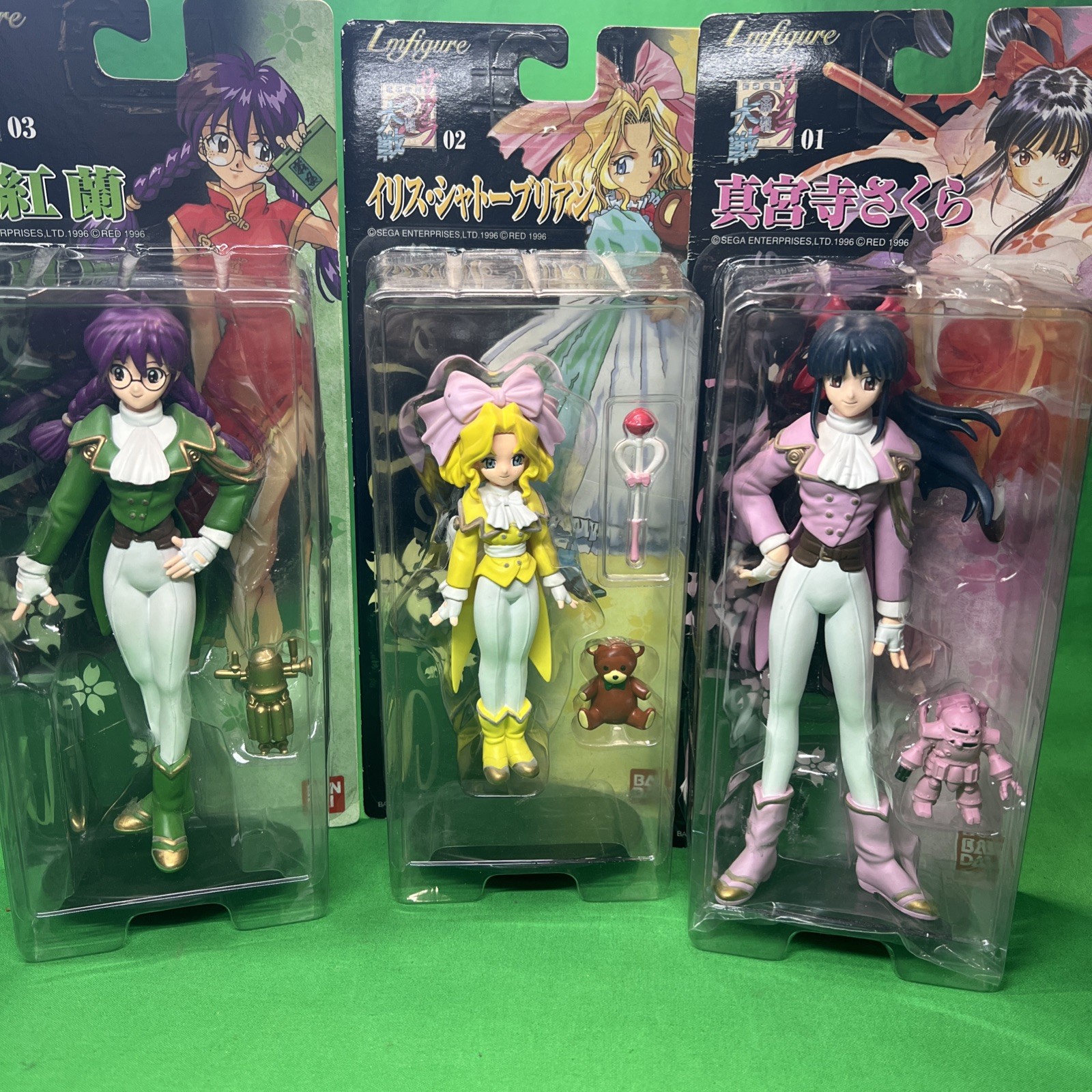 Sakura  Wars Statue  Figure Anime Ban Dai in sega 1996 boxed character Set Of 3