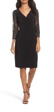 ADRIANNA PAPELL Women's Black Sequin Sheath Dress Sz 12 EUC